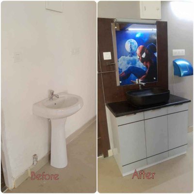 Washbasin renovation before and after