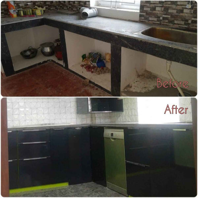 kitchen renovation before and after photo