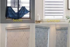 Window Before and After photos with roller blinds